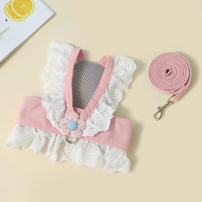 Cat traction rope JK small flower adjustable anti slip chest harness pet clothes