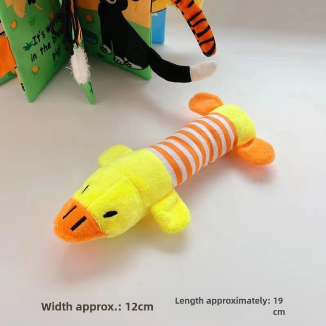 Pet dog, cat, plush cartoon embroidery, bite resistant and stress relieving duck, piglet, elephant, cute sound making toy supplies