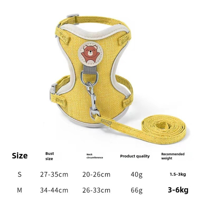 Little yellow duck, cat leash, cute dog chest harness, pet walking rope, pet supplies for outdoor activities