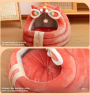 Autumn and winter warm semi enclosed lion inspired pet bed