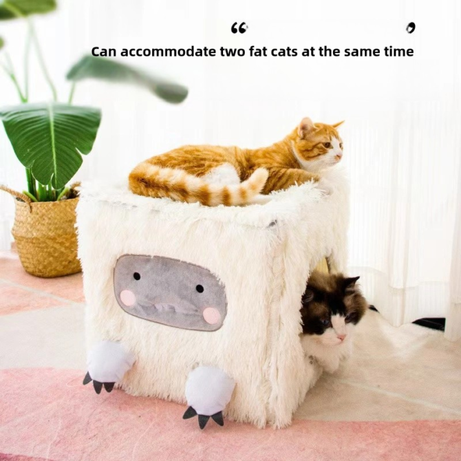 Fully enclosed, removable washable cat house, double-layer cat and dog warm pet nest