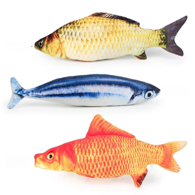 Plush simulation fish with cat, mint cat toy, crucian carp, autumn knife fish, carp, playful cat toy