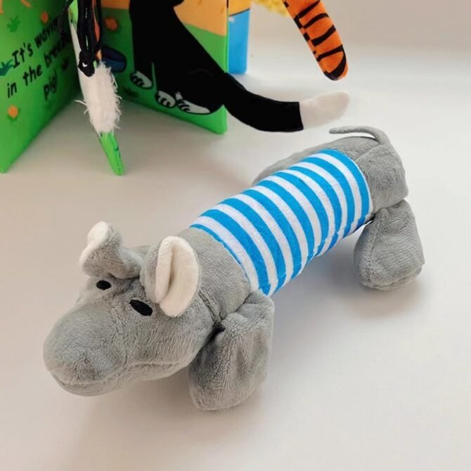 Pet dog, cat, plush cartoon embroidery, bite resistant and stress relieving duck, piglet, elephant, cute sound making toy supplies
