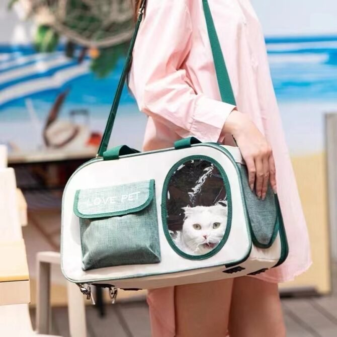 Cat bag, pet bag, handbag, foldable dog outdoor bag, cat bag, space cabin, large capacity, breathable, portable pet bag