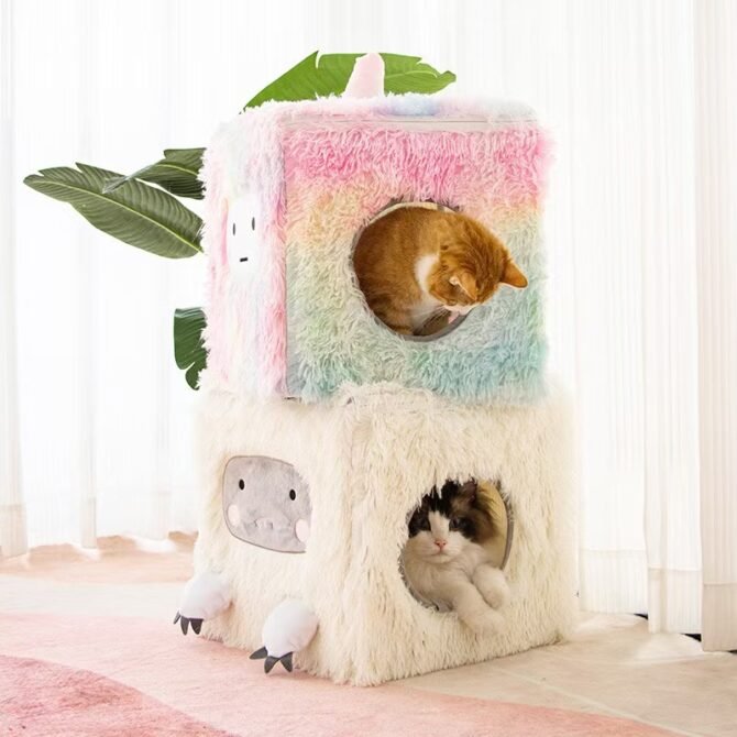 Fully enclosed, removable washable cat house, double-layer cat and dog warm pet nest