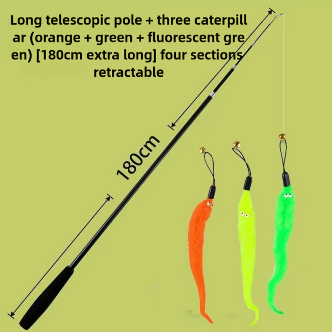 Cat teasing stick with adjustable rod and long rod, extendable by 1.8 meters. Fishing cat teasing with bell for cats to relieve boredom and enjoy themselves as toys