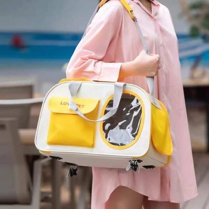 Cat bag, pet bag, handbag, foldable dog outdoor bag, cat bag, space cabin, large capacity, breathable, portable pet bag