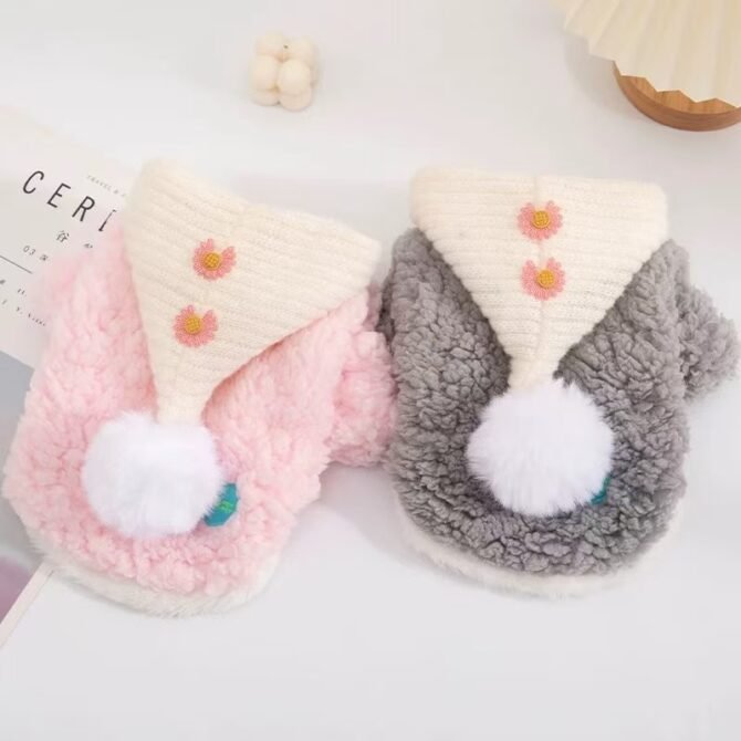 Cat and dog clothes for autumn and winter, warm and hooded pet cotton clothes