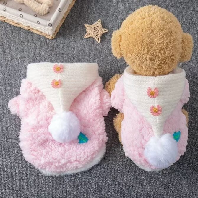 Cat and dog clothes for autumn and winter, warm and hooded pet cotton clothes
